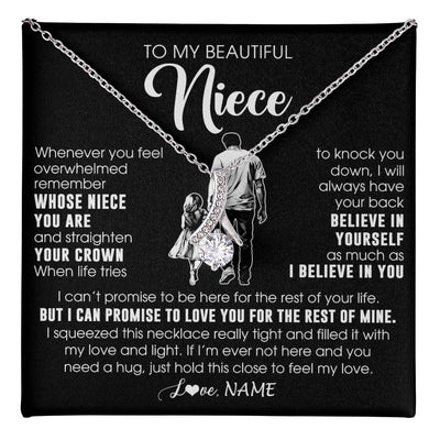 Alluring Beauty Necklace 14K White Gold Finish | 1 | Personalized To My Beautiful Niece Necklace From Uncle Believe In Yourself Niece Birthday Gifts Jewelry Graduation Christmas Customized Message Card | teecentury