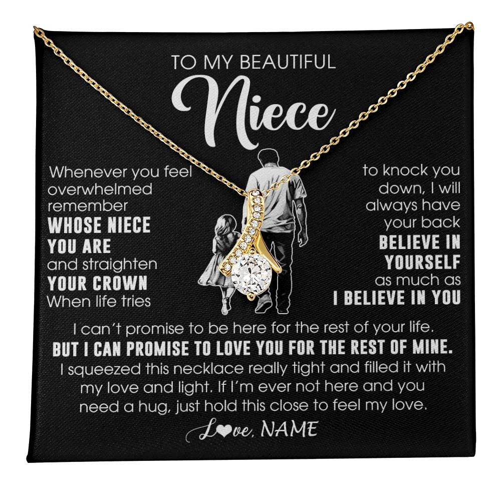 Alluring Beauty Necklace 18K Yellow Gold Finish | 1 | Personalized To My Beautiful Niece Necklace From Uncle Believe In Yourself Niece Birthday Gifts Jewelry Graduation Christmas Customized Message Card | teecentury