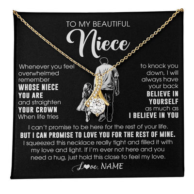 Alluring Beauty Necklace 18K Yellow Gold Finish | 1 | Personalized To My Beautiful Niece Necklace From Uncle Believe In Yourself Niece Birthday Gifts Jewelry Graduation Christmas Customized Message Card | teecentury