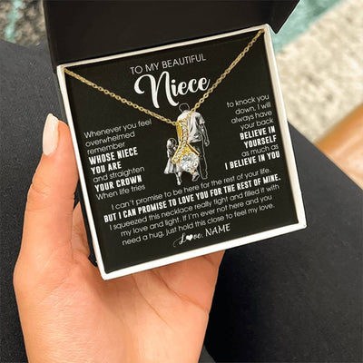 Alluring Beauty Necklace 18K Yellow Gold Finish | 2 | Personalized To My Beautiful Niece Necklace From Uncle Believe In Yourself Niece Birthday Gifts Jewelry Graduation Christmas Customized Message Card | teecentury