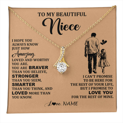 Alluring Beauty Necklace 18K Yellow Gold Finish | 1 | Personalized To My Beautiful Niece Necklace From Uncle Promise To Love You Niece Birthday Valentines Day Graduation Christmas Customized Gift Box Message Card | teecentury