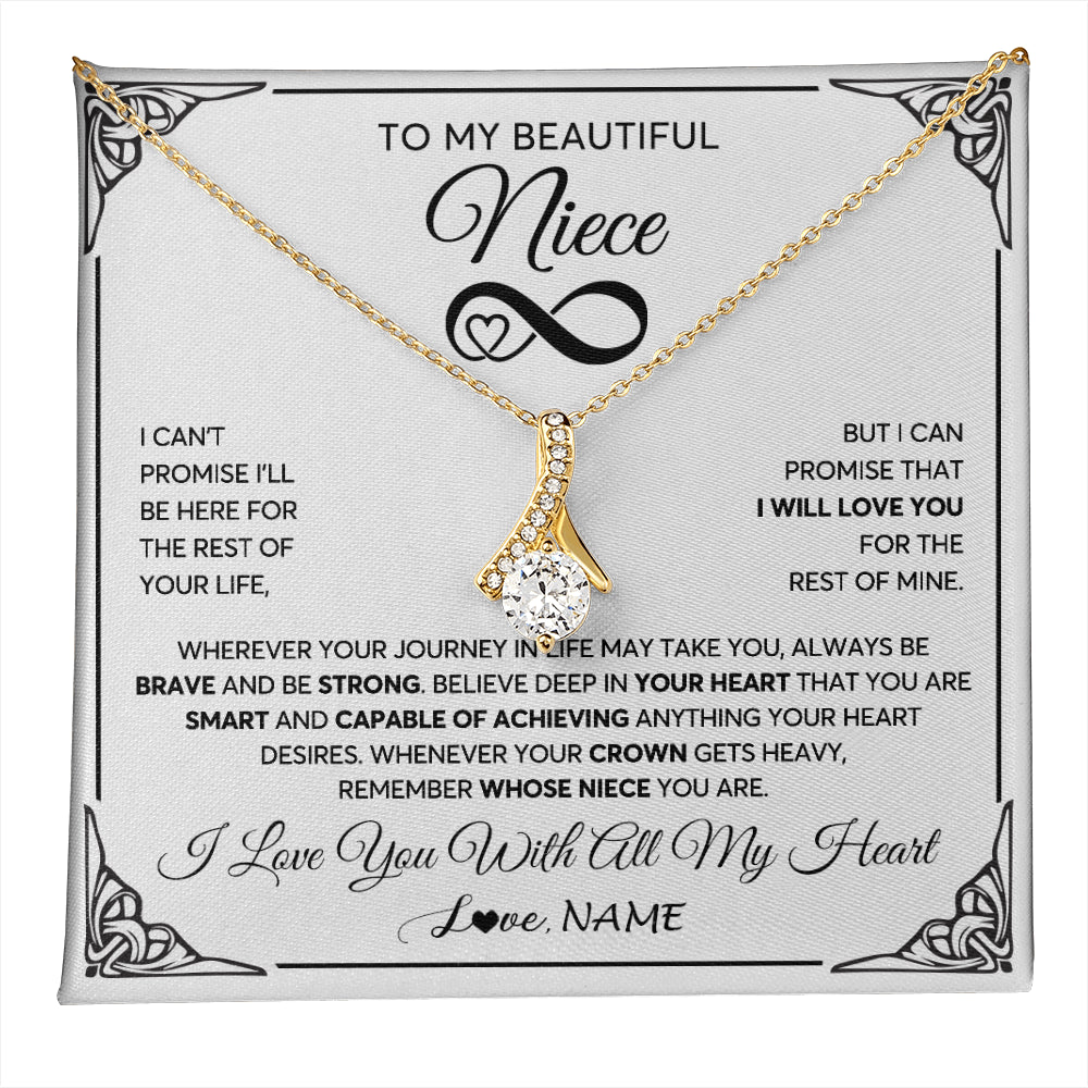 Alluring Beauty Necklace 18K Yellow Gold Finish | 1 | Personalized To My Beautiful Niece Necklace Women Girls From Aunt Uncle Love You Niece Birthday Gifts Jewelry Christmas Customized Gift Box Message Card | teecentury
