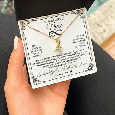 Alluring Beauty Necklace 18K Yellow Gold Finish | 2 | Personalized To My Beautiful Niece Necklace Women Girls From Aunt Uncle Love You Niece Birthday Gifts Jewelry Christmas Customized Gift Box Message Card | teecentury