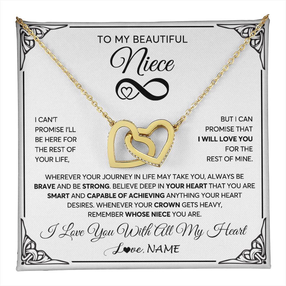 Interlocking Hearts Necklace 18K Yellow Gold Finish | 1 | Personalized To My Beautiful Niece Necklace Women Girls From Aunt Uncle Love You Niece Birthday Gifts Jewelry Christmas Customized Gift Box Message Card | teecentury