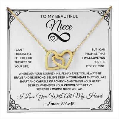 Interlocking Hearts Necklace 18K Yellow Gold Finish | 1 | Personalized To My Beautiful Niece Necklace Women Girls From Aunt Uncle Love You Niece Birthday Gifts Jewelry Christmas Customized Gift Box Message Card | teecentury