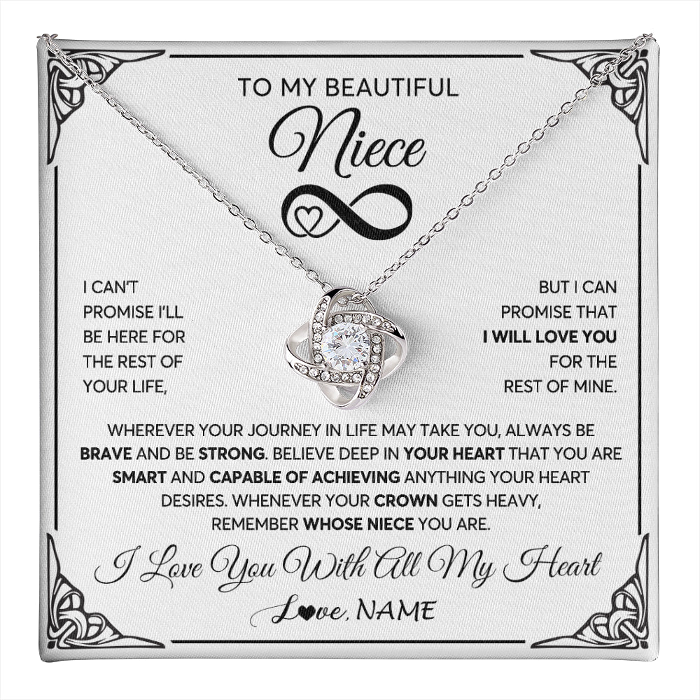 Love Knot Necklace 14K White Gold Finish | 1 | Personalized To My Beautiful Niece Necklace Women Girls From Aunt Uncle Love You Niece Birthday Gifts Jewelry Christmas Customized Gift Box Message Card | teecentury