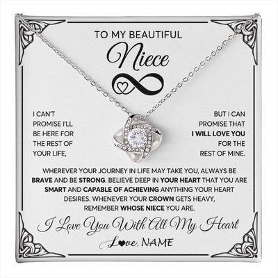 Love Knot Necklace 14K White Gold Finish | 1 | Personalized To My Beautiful Niece Necklace Women Girls From Aunt Uncle Love You Niece Birthday Gifts Jewelry Christmas Customized Gift Box Message Card | teecentury