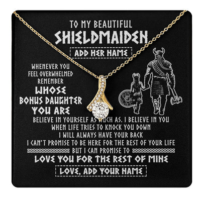 Alluring Beauty Necklace 18K Yellow Gold Finish | 1 | Personalized To My Beautiful Shieldmaiden Viking Necklace Whenever You Feel Overwhelmed Bonus Daughter Birthday Gifts Christmas Custom Gift Box Message Card | teecentury.myshopify