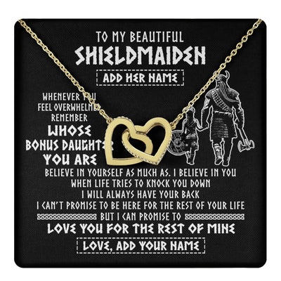 Interlocking Hearts Necklace 18K Yellow Gold Finish | 1 | Personalized To My Beautiful Shieldmaiden Viking Necklace Whenever You Feel Overwhelmed Bonus Daughter Birthday Gifts Christmas Custom Gift Box Message Card | teecentury.myshopify