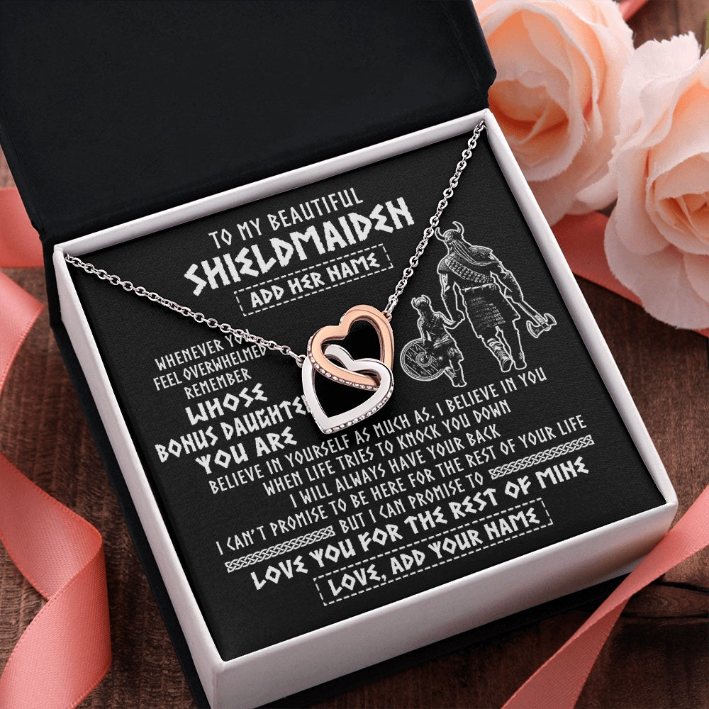 Interlocking Hearts Necklace Stainless Steel & Rose Gold Finish | 2 | Personalized To My Beautiful Shieldmaiden Viking Necklace Whenever You Feel Overwhelmed Bonus Daughter Birthday Gifts Christmas Custom Gift Box Message Card | teecentury.myshopify