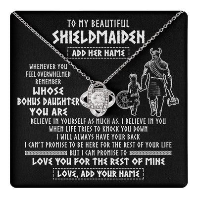 Love Knot Necklace 14K White Gold Finish | 1 | Personalized To My Beautiful Shieldmaiden Viking Necklace Whenever You Feel Overwhelmed Bonus Daughter Birthday Gifts Christmas Custom Gift Box Message Card | teecentury.myshopify