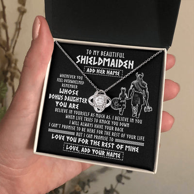 Love Knot Necklace 14K White Gold Finish | 2 | Personalized To My Beautiful Shieldmaiden Viking Necklace Whenever You Feel Overwhelmed Bonus Daughter Birthday Gifts Christmas Custom Gift Box Message Card | teecentury.myshopify