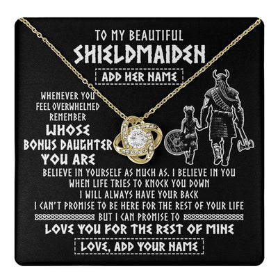 Love Knot Necklace 18K Yellow Gold Finish | 1 | Personalized To My Beautiful Shieldmaiden Viking Necklace Whenever You Feel Overwhelmed Bonus Daughter Birthday Gifts Christmas Custom Gift Box Message Card | teecentury.myshopify