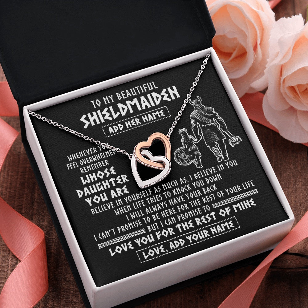 Interlocking Hearts Necklace Stainless Steel & Rose Gold Finish | 2 | Personalized To My Beautiful Shieldmaiden Viking Necklace Whenever You Feel Overwhelmed Daughter Birthday Gifts Christmas Customized Gift Box Message Card | teecentury.myshopify