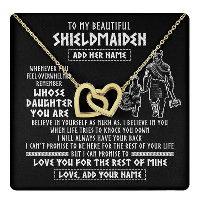 Interlocking Hearts Necklace 18K Yellow Gold Finish | 1 | Personalized To My Beautiful Shieldmaiden Viking Necklace Whenever You Feel Overwhelmed Daughter Birthday Gifts Christmas Customized Gift Box Message Card | teecentury.myshopify