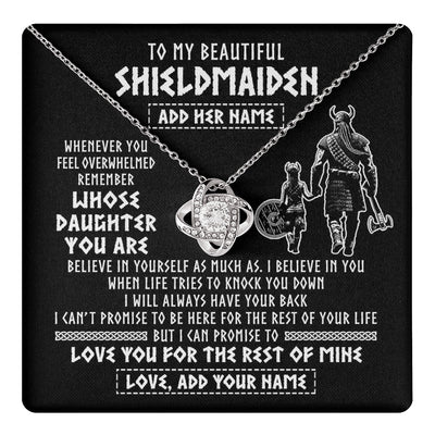 Love Knot Necklace 14K White Gold Finish | 1 | Personalized To My Beautiful Shieldmaiden Viking Necklace Whenever You Feel Overwhelmed Daughter Birthday Gifts Christmas Customized Gift Box Message Card | teecentury.myshopify