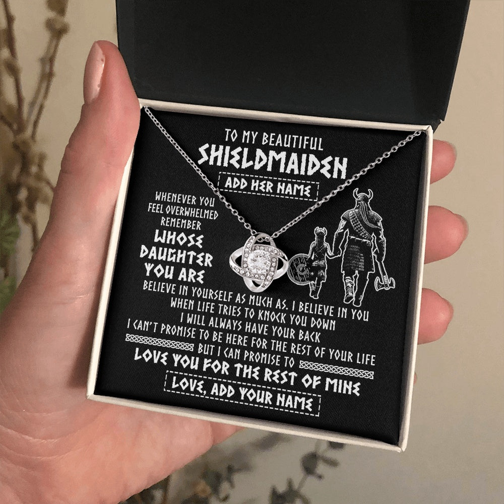 Love Knot Necklace 14K White Gold Finish | 2 | Personalized To My Beautiful Shieldmaiden Viking Necklace Whenever You Feel Overwhelmed Daughter Birthday Gifts Christmas Customized Gift Box Message Card | teecentury.myshopify