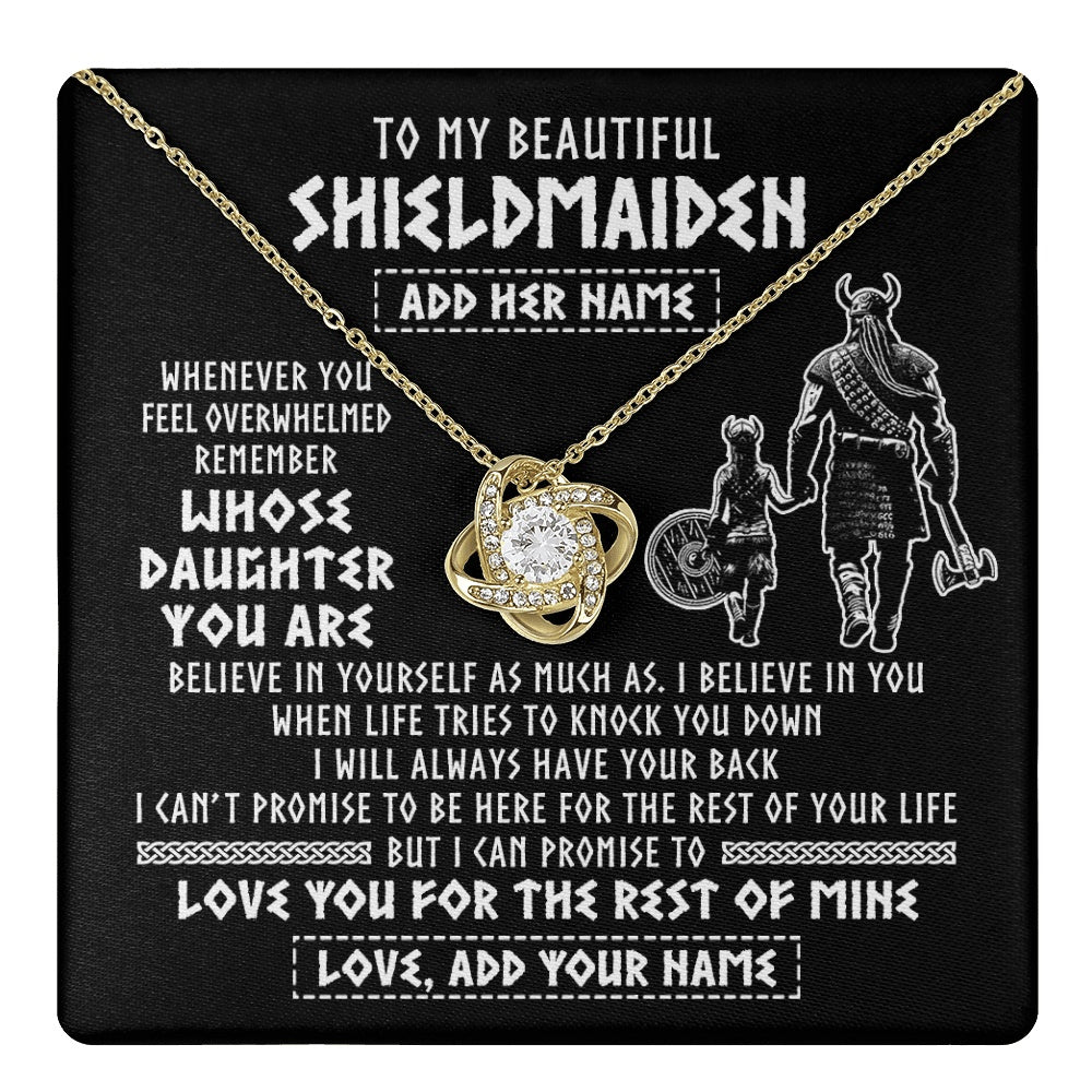 Love Knot Necklace 18K Yellow Gold Finish | 1 | Personalized To My Beautiful Shieldmaiden Viking Necklace Whenever You Feel Overwhelmed Daughter Birthday Gifts Christmas Customized Gift Box Message Card | teecentury.myshopify
