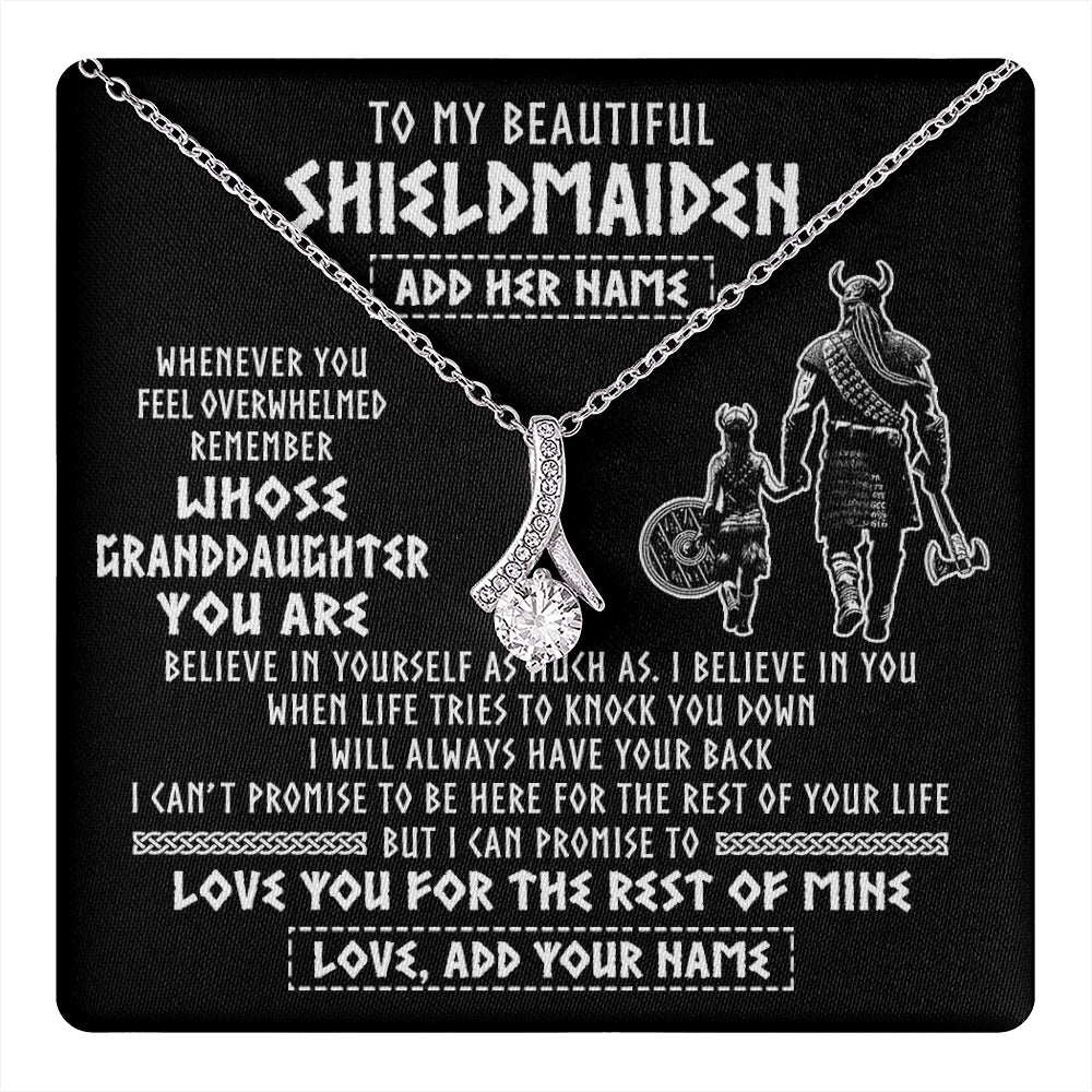 Alluring Beauty Necklace 14K White Gold Finish | 1 | Personalized To My Beautiful Shieldmaiden Viking Necklace Whenever You Feel Overwhelmed Granddaughter Birthday Gifts Christmas Custom Gift Box Message Card | teecentury.myshopify