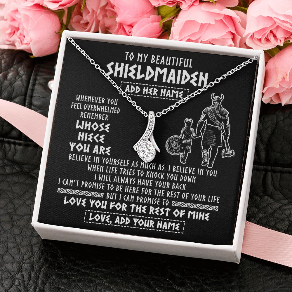 Alluring Beauty Necklace 14K White Gold Finish | 2 | Personalized To My Beautiful Shieldmaiden Viking Necklace Whenever You Feel Overwhelmed Niece Birthday Gifts Christmas Customized Gift Box Message Card | teecentury.myshopify