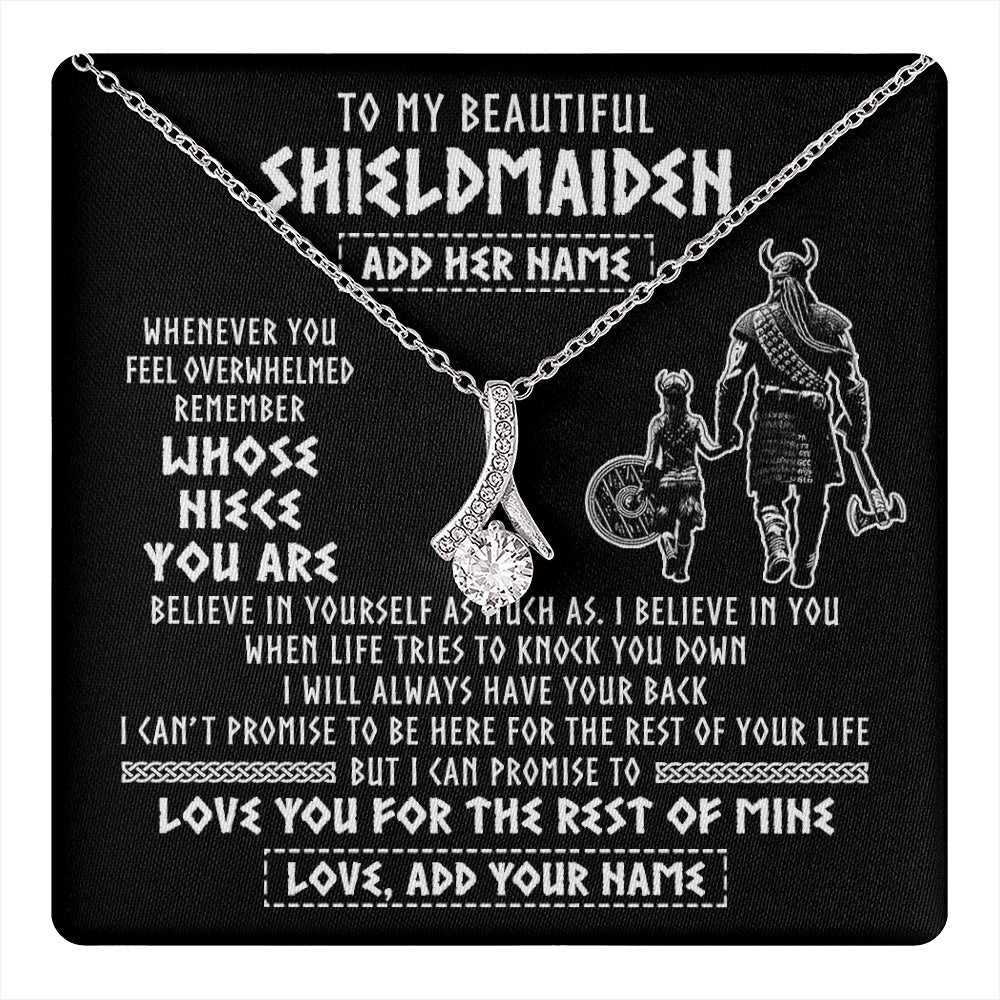 Alluring Beauty Necklace 14K White Gold Finish | 1 | Personalized To My Beautiful Shieldmaiden Viking Necklace Whenever You Feel Overwhelmed Niece Birthday Gifts Christmas Customized Gift Box Message Card | teecentury.myshopify