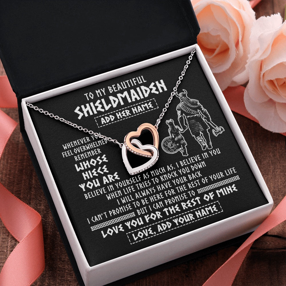 Interlocking Hearts Necklace Stainless Steel & Rose Gold Finish | 2 | Personalized To My Beautiful Shieldmaiden Viking Necklace Whenever You Feel Overwhelmed Niece Birthday Gifts Christmas Customized Gift Box Message Card | teecentury.myshopify