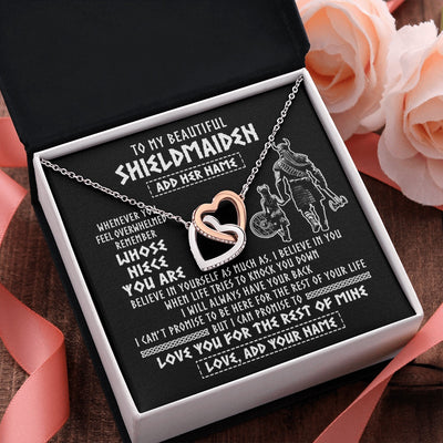 Interlocking Hearts Necklace Stainless Steel & Rose Gold Finish | 2 | Personalized To My Beautiful Shieldmaiden Viking Necklace Whenever You Feel Overwhelmed Niece Birthday Gifts Christmas Customized Gift Box Message Card | teecentury.myshopify
