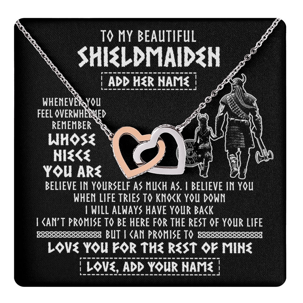 Interlocking Hearts Necklace Stainless Steel & Rose Gold Finish | 1 | Personalized To My Beautiful Shieldmaiden Viking Necklace Whenever You Feel Overwhelmed Niece Birthday Gifts Christmas Customized Gift Box Message Card | teecentury.myshopify
