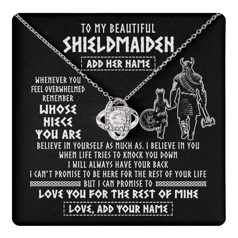 Love Knot Necklace 14K White Gold Finish | 1 | Personalized To My Beautiful Shieldmaiden Viking Necklace Whenever You Feel Overwhelmed Niece Birthday Gifts Christmas Customized Gift Box Message Card | teecentury.myshopify