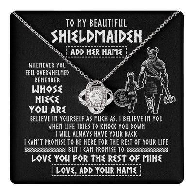 Love Knot Necklace 14K White Gold Finish | 1 | Personalized To My Beautiful Shieldmaiden Viking Necklace Whenever You Feel Overwhelmed Niece Birthday Gifts Christmas Customized Gift Box Message Card | teecentury.myshopify