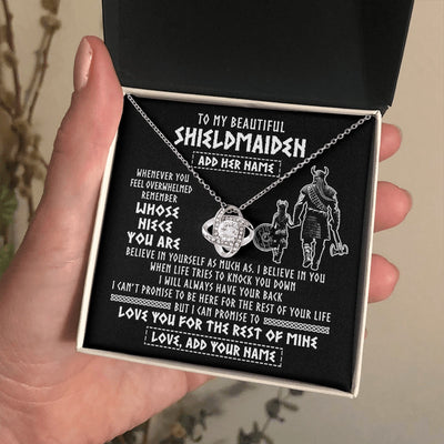 Love Knot Necklace 14K White Gold Finish | 2 | Personalized To My Beautiful Shieldmaiden Viking Necklace Whenever You Feel Overwhelmed Niece Birthday Gifts Christmas Customized Gift Box Message Card | teecentury.myshopify