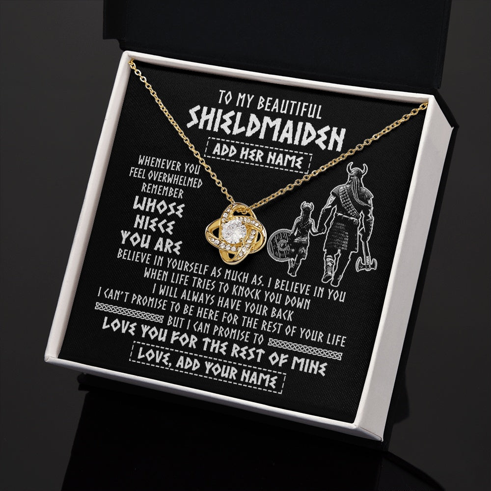 Love Knot Necklace 18K Yellow Gold Finish | 2 | Personalized To My Beautiful Shieldmaiden Viking Necklace Whenever You Feel Overwhelmed Niece Birthday Gifts Christmas Customized Gift Box Message Card | teecentury.myshopify