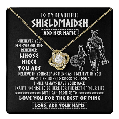 Love Knot Necklace 18K Yellow Gold Finish | 1 | Personalized To My Beautiful Shieldmaiden Viking Necklace Whenever You Feel Overwhelmed Niece Birthday Gifts Christmas Customized Gift Box Message Card | teecentury.myshopify