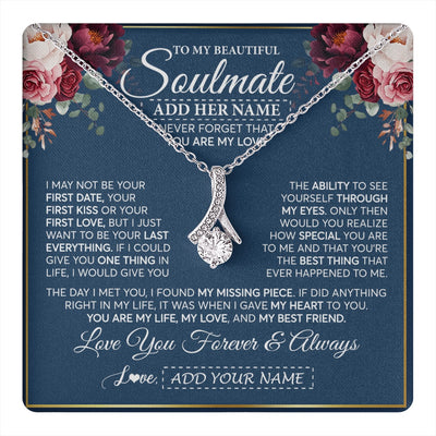 Alluring Beauty Necklace 14K White Gold Finish | 1 | Personalized To My Beautiful Soulmate Gift Necklace You Are My Love Gifts For Wife From Husband Wife Birthday Valentines Day Custom Gift Box Message Card | teecentury.myshopify