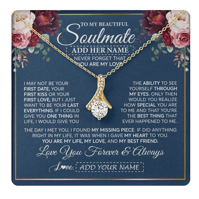 Alluring Beauty Necklace 18K Yellow Gold Finish | 1 | Personalized To My Beautiful Soulmate Gift Necklace You Are My Love Gifts For Wife From Husband Wife Birthday Valentines Day Custom Gift Box Message Card | teecentury.myshopify