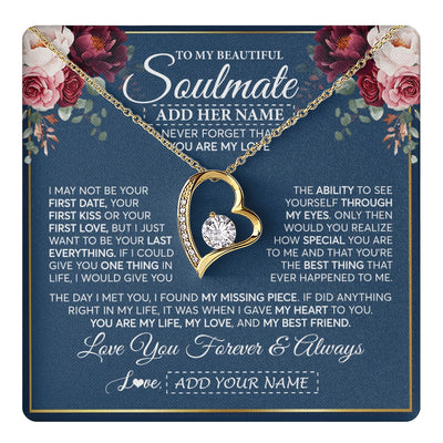 Forever Love Necklace 18K Yellow Gold Finish | 1 | Personalized To My Beautiful Soulmate Gift Necklace You Are My Love Gifts For Wife From Husband Wife Birthday Valentines Day Custom Gift Box Message Card | teecentury.myshopify