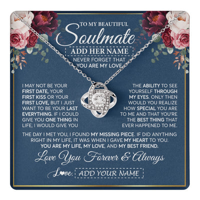 Love Knot Necklace 14K White Gold Finish | 1 | Personalized To My Beautiful Soulmate Gift Necklace You Are My Love Gifts For Wife From Husband Wife Birthday Valentines Day Custom Gift Box Message Card | teecentury.myshopify
