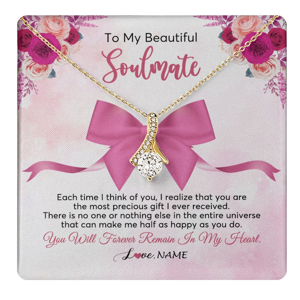 Alluring Beauty Necklace 18K Yellow Gold Finish | 1 | Personalized To My Beautiful Soulmate Necklace From Husband Forever In My Heart Wife Birthday Anniversary Wedding Valentines Customized Gift Box Message Card | teecentury.myshopify
