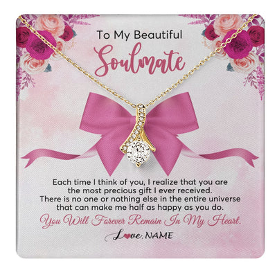 Alluring Beauty Necklace 18K Yellow Gold Finish | 1 | Personalized To My Beautiful Soulmate Necklace From Husband Forever In My Heart Wife Birthday Anniversary Wedding Valentines Customized Gift Box Message Card | teecentury.myshopify