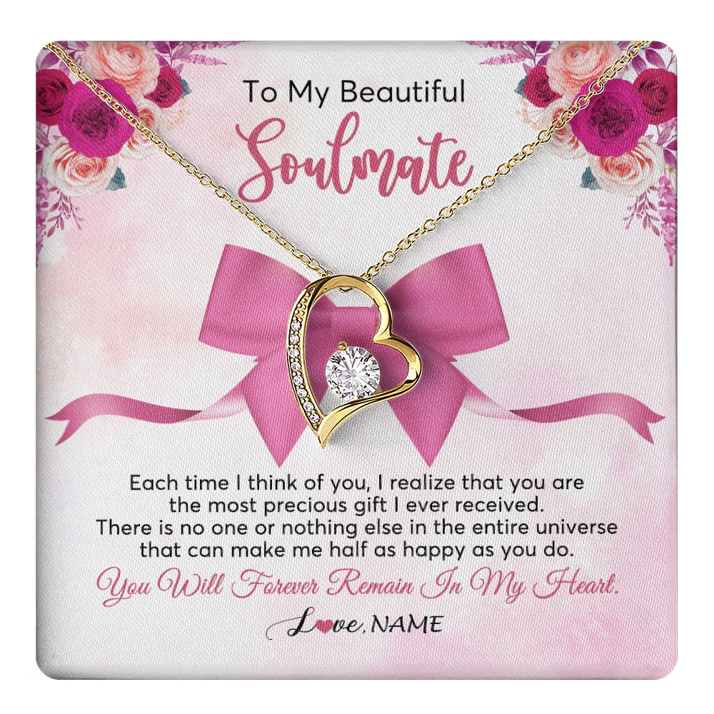 Forever Love Necklace 18K Yellow Gold Finish | 1 | Personalized To My Beautiful Soulmate Necklace From Husband Forever In My Heart Wife Birthday Anniversary Wedding Valentines Customized Gift Box Message Card | teecentury.myshopify