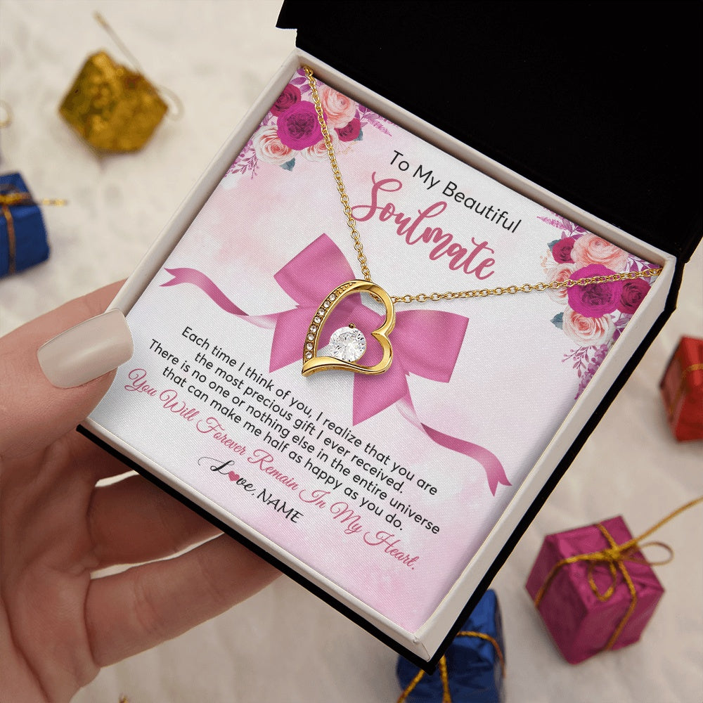 Forever Love Necklace 18K Yellow Gold Finish | 2 | Personalized To My Beautiful Soulmate Necklace From Husband Forever In My Heart Wife Birthday Anniversary Wedding Valentines Customized Gift Box Message Card | teecentury.myshopify