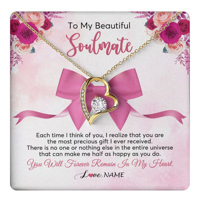 Forever Love Necklace 18K Yellow Gold Finish | 1 | Personalized To My Beautiful Soulmate Necklace From Husband Forever In My Heart Wife Birthday Anniversary Wedding Valentines Customized Gift Box Message Card | teecentury.myshopify