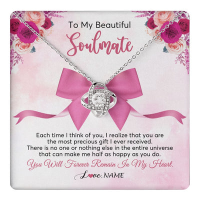 Love Knot Necklace 14K White Gold Finish | 1 | Personalized To My Beautiful Soulmate Necklace From Husband Forever In My Heart Wife Birthday Anniversary Wedding Valentines Customized Gift Box Message Card | teecentury.myshopify