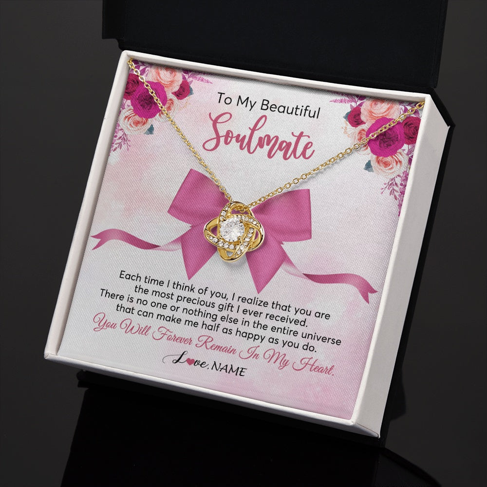 Love Knot Necklace 18K Yellow Gold Finish | 2 | Personalized To My Beautiful Soulmate Necklace From Husband Forever In My Heart Wife Birthday Anniversary Wedding Valentines Customized Gift Box Message Card | teecentury.myshopify