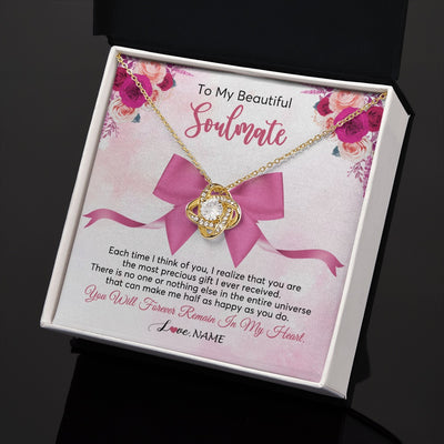 Love Knot Necklace 18K Yellow Gold Finish | 2 | Personalized To My Beautiful Soulmate Necklace From Husband Forever In My Heart Wife Birthday Anniversary Wedding Valentines Customized Gift Box Message Card | teecentury.myshopify