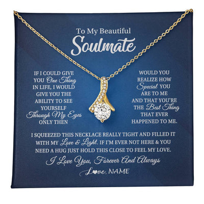 Alluring Beauty Necklace 18K Yellow Gold Finish | 1 | Personalized To My Beautiful Soulmate Necklace From Husband Hold This Close My Love Future Wife Birthday Valentine Christmas Customized Gift Box Message Card | teecentury