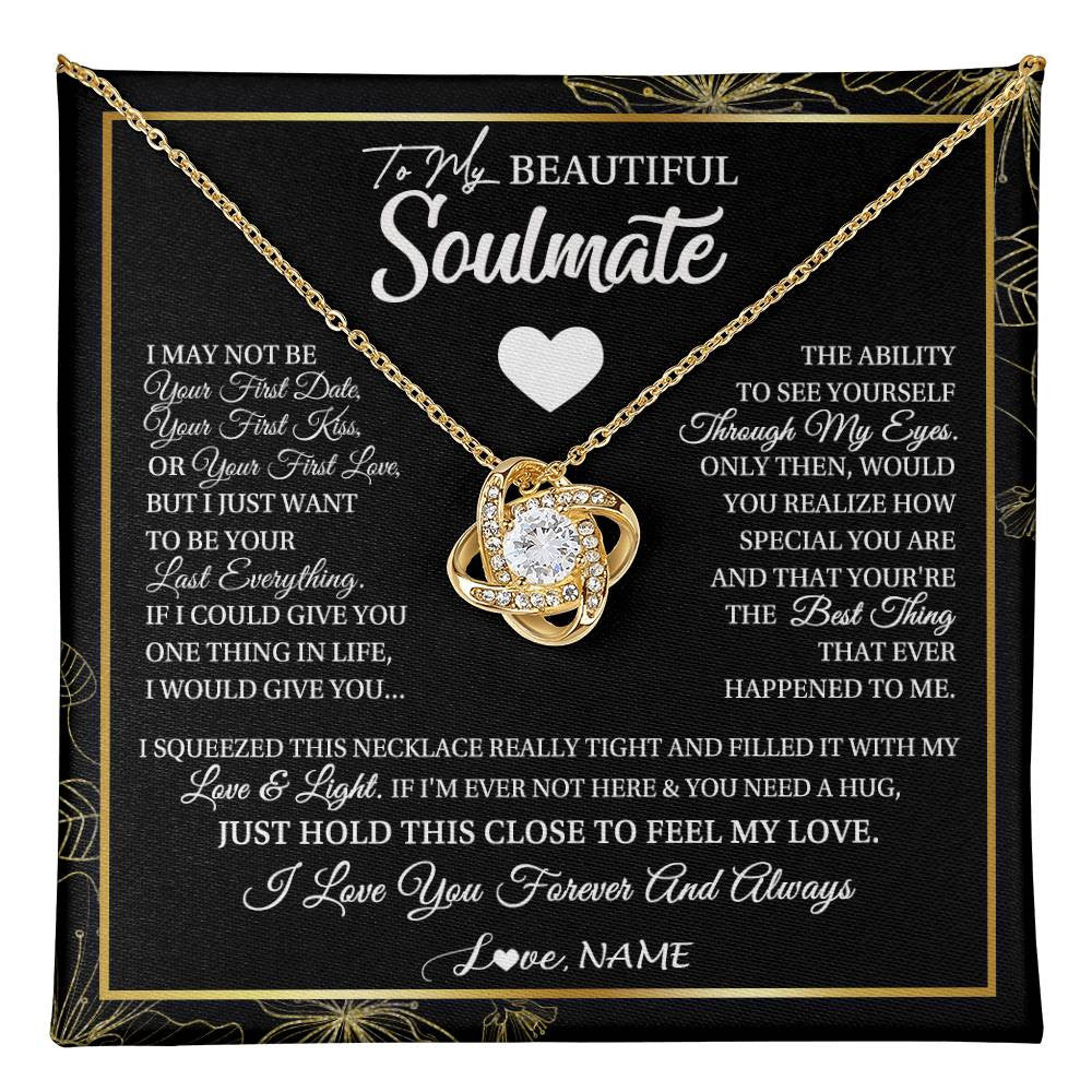 Love Knot Necklace 18K Yellow Gold Finish | 1 | Personalized To My Beautiful Soulmate Necklace From Husband I May Not Be Your First Day Wife Valentines Day Birthday Christmas Customized Gift Box Message Card | teecentury