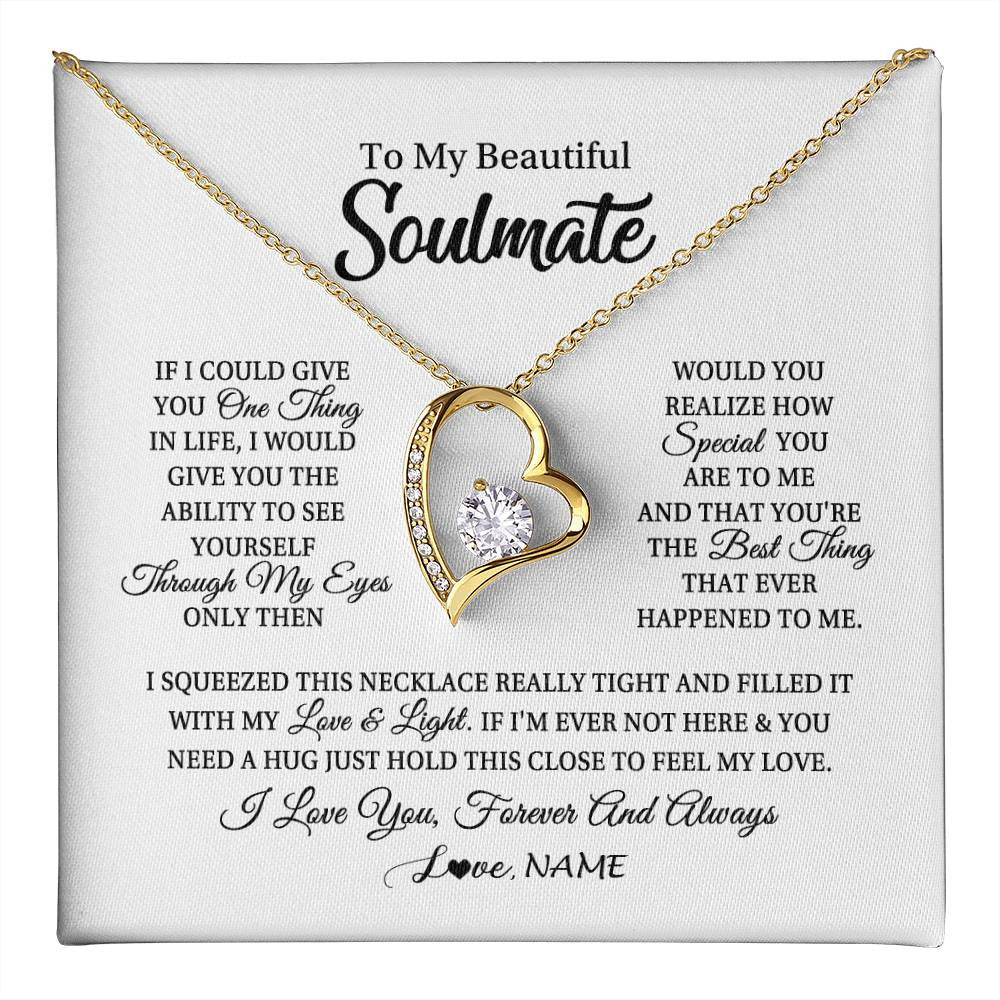 Forever Love Necklace 18K Yellow Gold Finish | 1 | Personalized To My Beautiful Soulmate Necklace From Husband If I Could Give You Future Wife Birthday Anniversary Christmas Customized Gift Box Message Card | teecentury