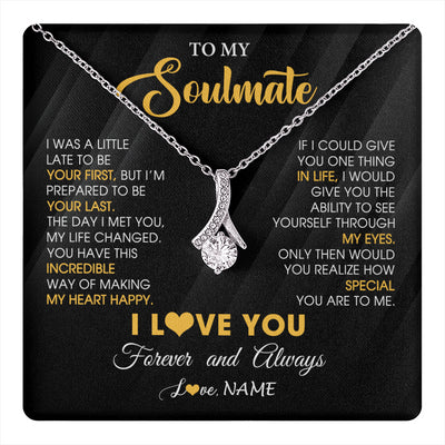 Alluring Beauty Necklace 14K White Gold Finish | 1 | Personalized To My Beautiful Soulmate Necklace From Husband Jewelry Forever Love Girlfriend Wife Birthday Gifts Anniversary Valentines Day Message Card | teecentury