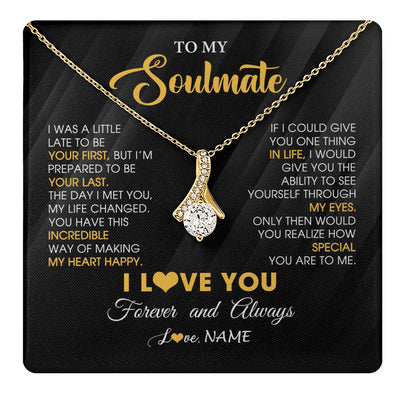 Alluring Beauty Necklace 18K Yellow Gold Finish | 1 | Personalized To My Beautiful Soulmate Necklace From Husband Jewelry Forever Love Girlfriend Wife Birthday Gifts Anniversary Valentines Day Message Card | teecentury